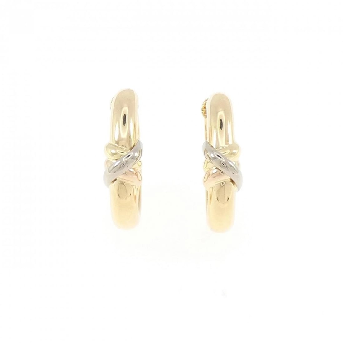 CARTIER THREE GOLD THREAD EARRINGS: Cartier Three Gold Thread Earrings Brand: CARTIER Type/Style: Cartier Pierce/Earring Material: 750 Yellow Gold/750 White Gold/750 Pink Gold, Color: YG,WG,PG Size: Actual Size Approx. height x width: