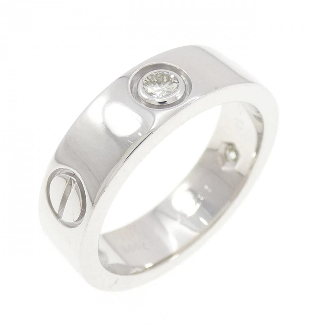 CARTIER LOVE HALF DIAMOND RING: Cartier Love Half Diamond Ring Brand: CARTIER Type/Style: Cartier Ring Material: 750 white gold, Main Stone Natural Color: White Gold Size: US5 3/4(51) Accessories: None Accessories Notice: When