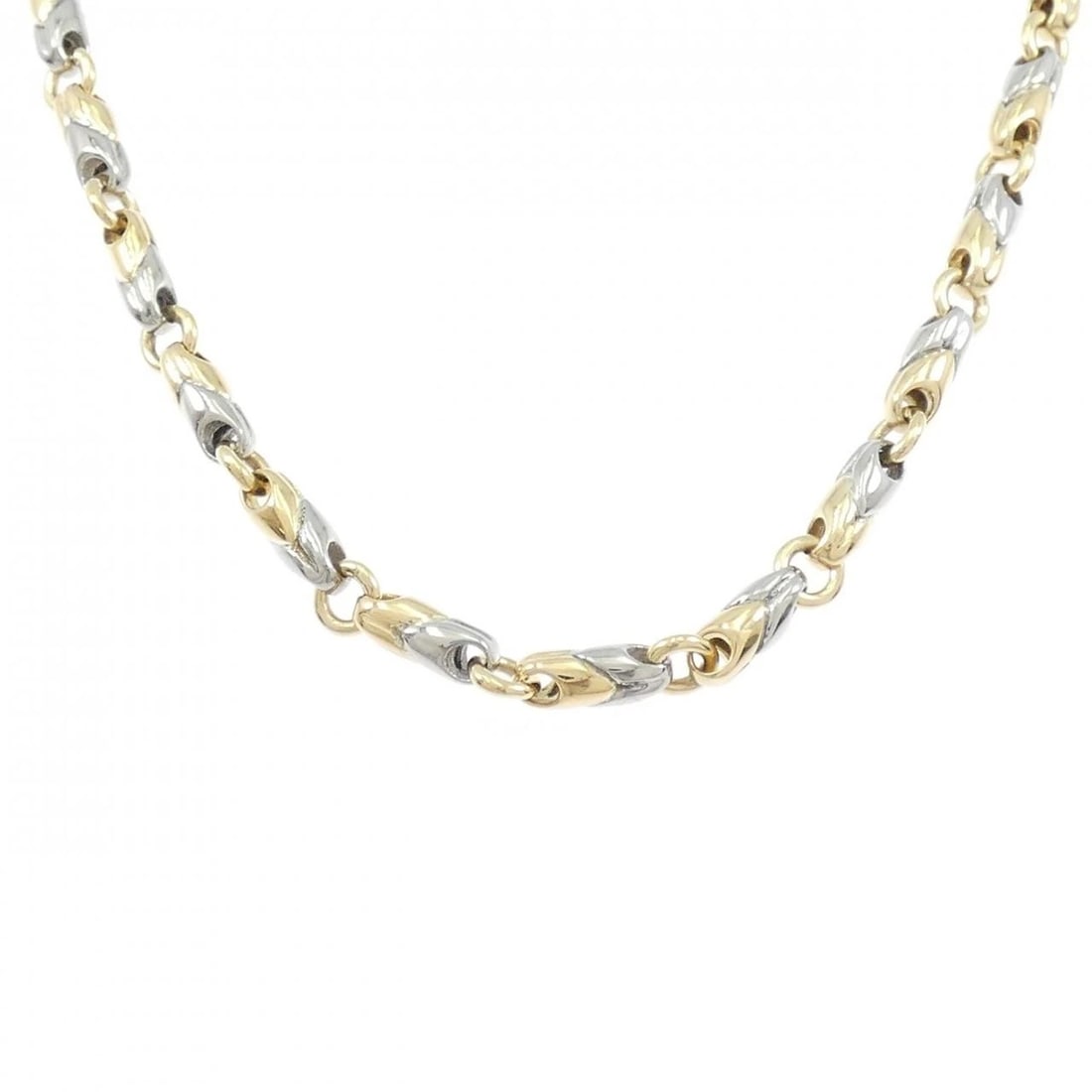 BVLGARI PASSO DOPPIO NECKLACE: Bvlgari Passo Doppio Necklace Brand: BVLGARI Type/Style: Bulgari Necklace Material: 750 Yellow Gold/Stainless Steel, Color: Yellow Gold/Stainless Steel Size: length41cmActual Size Chain maximum width