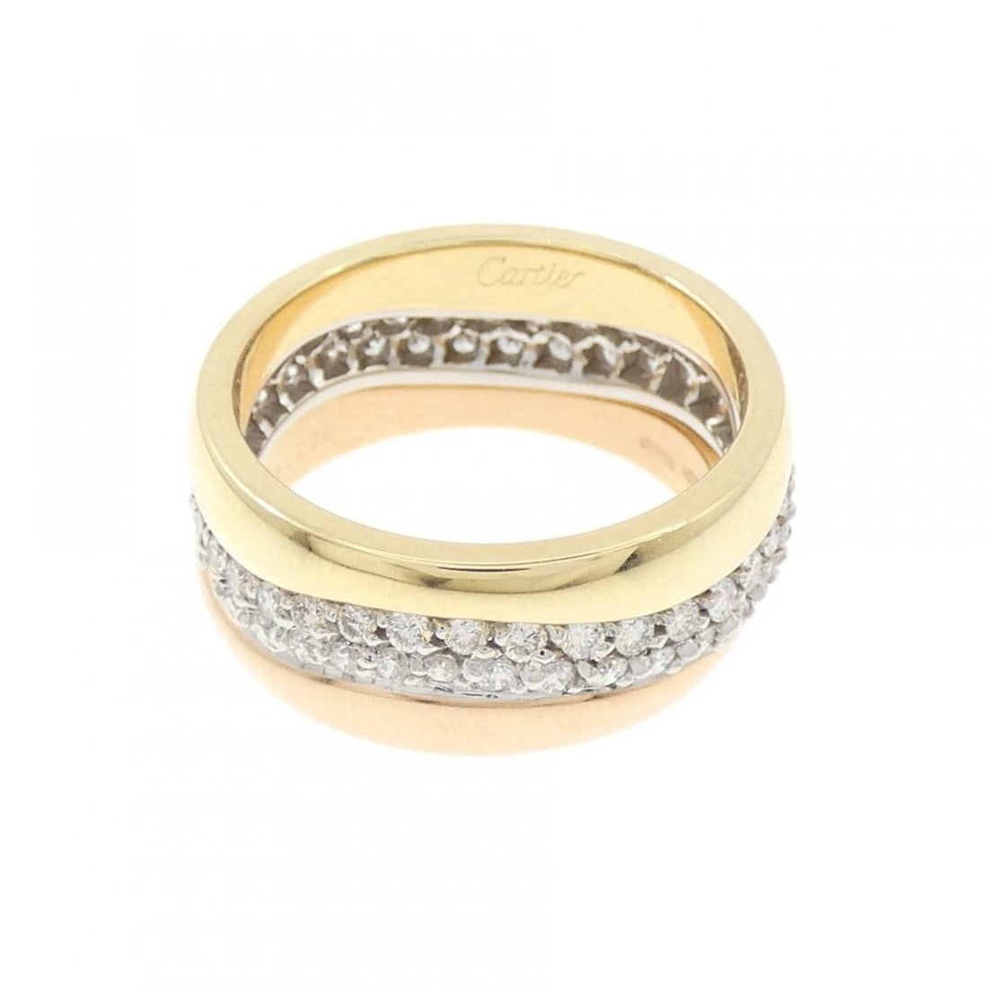 CARTIER LOVE ME RING: Cartier Love Me Ring Brand: CARTIER Type/Style: Cartier Ring Material: 750 Yellow Gold/750 White Gold/750 Pink Gold, Main Stone Natural Color: YG,WG,PG Size: US4 1/2(48) Accessories: None Accessories
