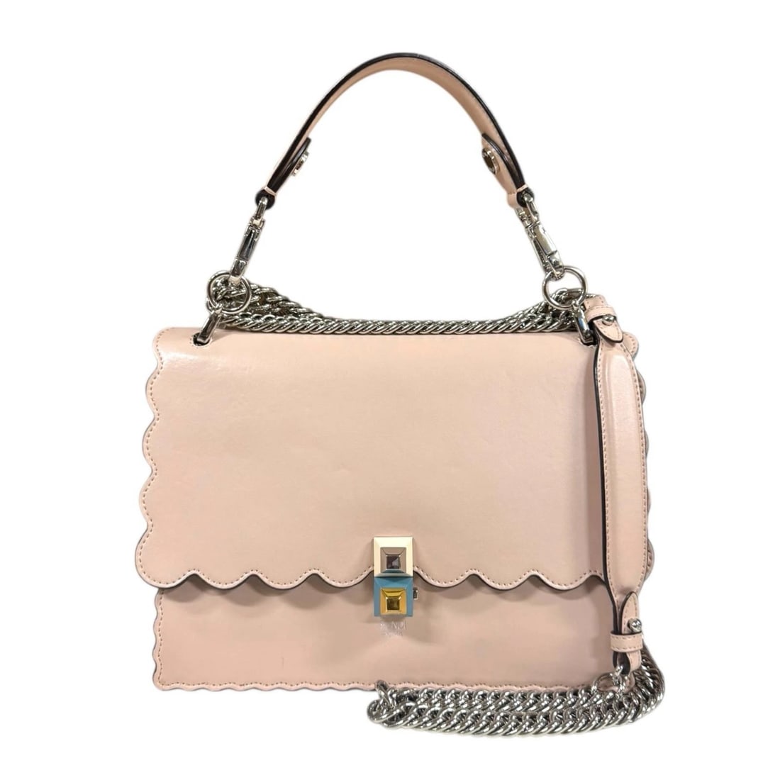 FENDI SHOULDER BAG LEATHER 2WAY CHAIN CANAI: FENDI Shoulder Bag leather 2way Chain Canai Brand: FENDI Type/Style: Shoulder Bag Material: Exterior Material leather Color: Exterior color pink Size: W9.8 x H7.5 x D3.5inch Handle:12.2inch Access