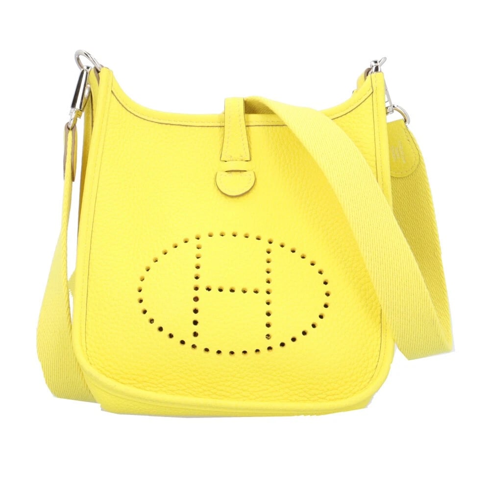 HERMES SHOULDER BAG CROSS BODY TOGO EVELYN TPM: HERMES Shoulder Bag Cross Body Togo Evelyn TPM Brand: HERMES Type/Style: Shoulder Bag Material: Exterior Material Togo Color: Exterior color yellow Size: W6.7 x H7.1 x D2.0inch Accessories: None