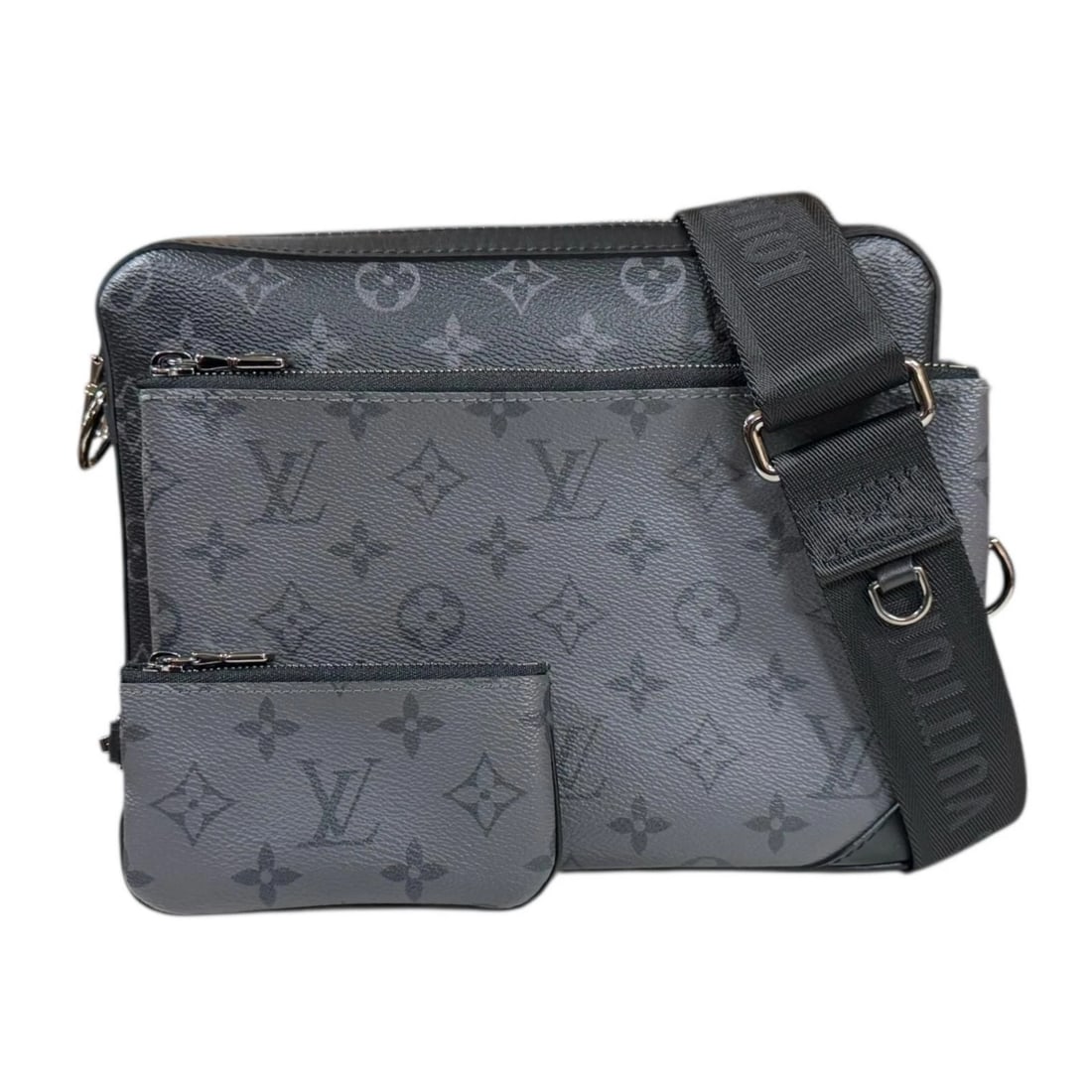 LOUIS VUITTON SHOULDER BAG MONOGRAM ECLIPSE: LOUIS VUITTON Shoulder Bag Monogram Eclipse Brand: LOUIS VUITTON Type/Style: Shoulder Bag Material: Exterior Material Monogram Eclipse Color: Exterior color gray Size: W9.6 x H6.9 x D1.6inch Acces