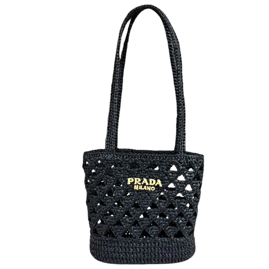 PRADA SHOULDER BAG RAYON COWHIDE CROCHET MINI: PRADA Shoulder Bag Rayon Cowhide Crochet Mini Brand: PRADA Type/Style: Shoulder Bag Material: Exterior Material Rayon Color: Exterior color NERO Size: W7.1 x H6.7 x D3.9inch Accessories: None
