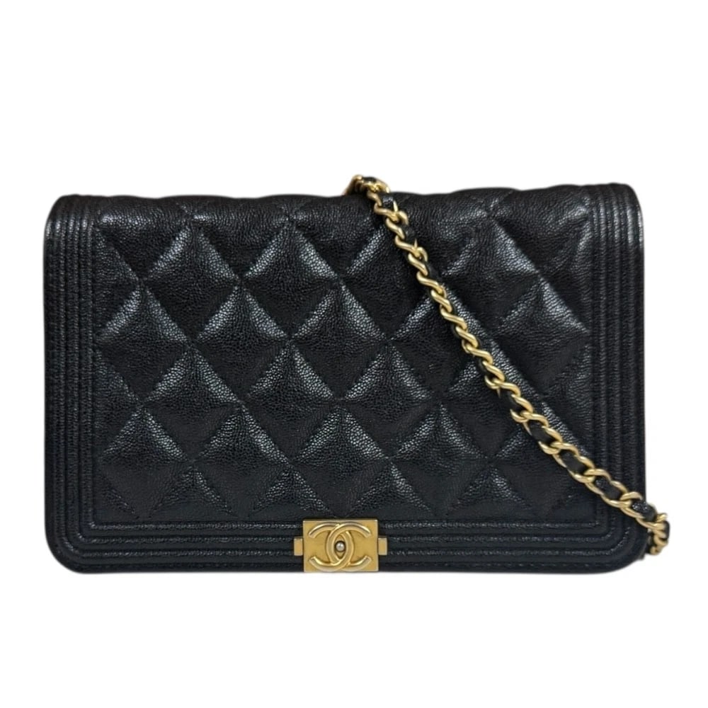 CHANEL SHOULDER BAG CROSS BODY CAVIARSKIN CHAIN WALLET: CHANEL Shoulder Bag Cross Body Caviarskin Chain wallet Brand: CHANEL Type/Style: Shoulder Bag Material: Exterior Material Caviarskin Color: Exterior color black Size: W7.5 x H4.7 x D1.8inch