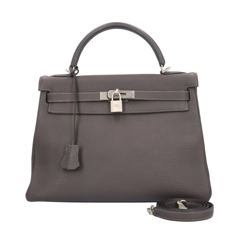 HERMES HANDBAG LEATHER 2WAY KELLY 32: HERMES Handbag leather 2way Kelly 32 Brand: HERMES Type/Style: Handbag Material: Exterior Material leather Color: Exterior color gray Size: W12.6 x H9.1 x D4.7inch Handle:9.8inch Accessories: None