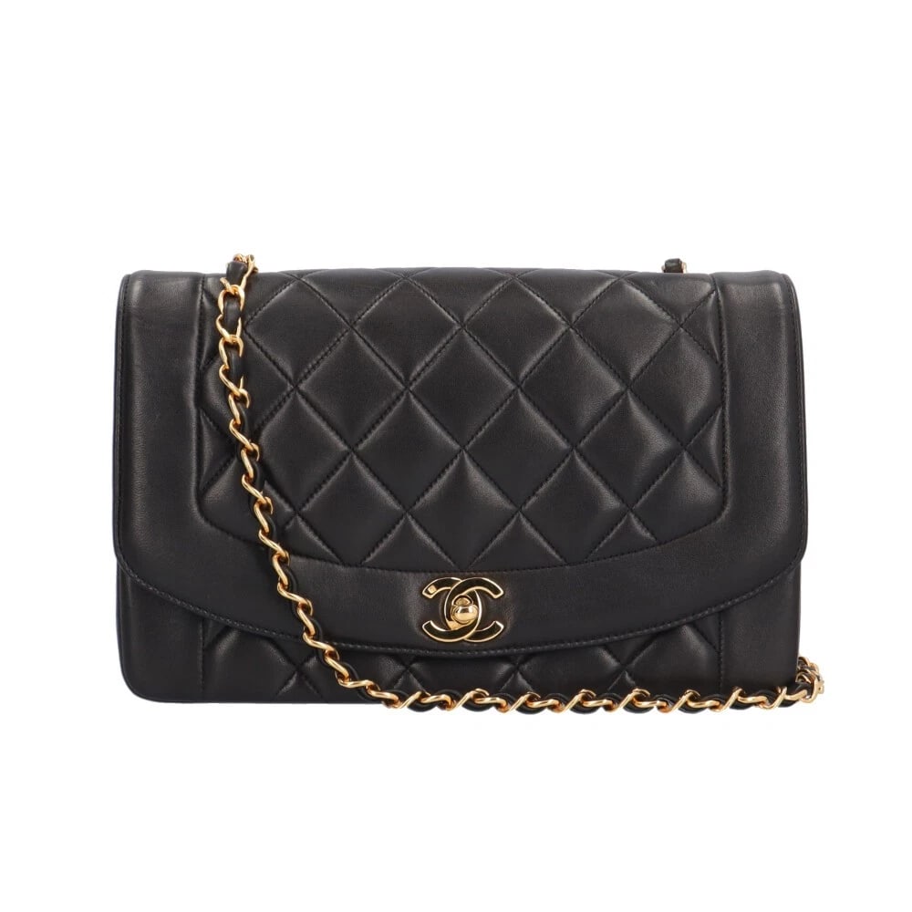 CHANEL SHOULDER BAG CROSS BODY LAMBSKIN CHAIN DIANA: CHANEL Shoulder Bag Cross Body lambskin Chain Diana Brand: CHANEL Type/Style: Shoulder Bag Material: Exterior Material lambskin Color: Exterior color black Size: W9.8 x H6.3 x D2.8inch Accessories