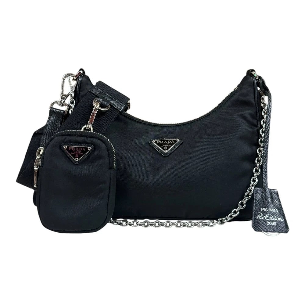 PRADA SHOULDER BAG CROSS BODY NYLON: PRADA Shoulder Bag Cross Body Nylon Brand: PRADA Type/Style: Shoulder Bag Material: Exterior Material Nylon Color: Exterior color black Size: W8.5 x H6.3 x D2.4inch Handle:18.9inch Accessories: None