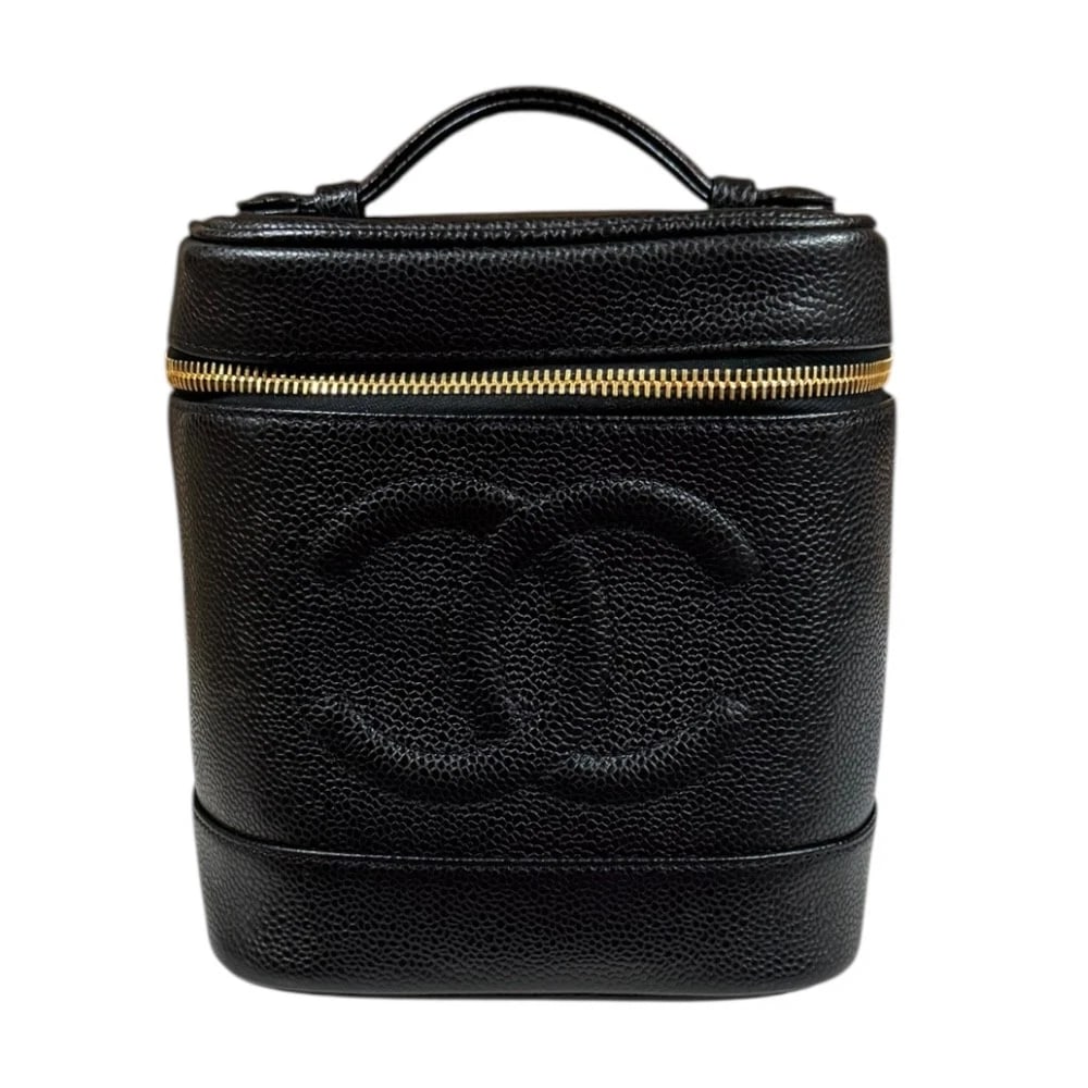 CHANEL HANDBAG CAVIARSKIN VANITY: CHANEL Handbag Caviarskin Vanity Brand: CHANEL Type/Style: Handbag Material: Exterior Material Caviarskin Color: Exterior color black Size: W5.9 x H2.8 x D5.1inch Handle:3.5inch Accessories: None