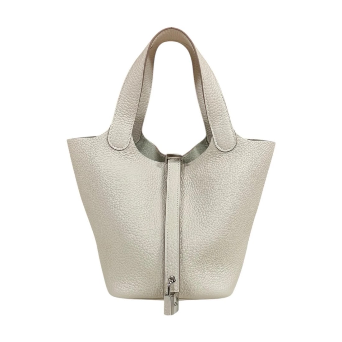 HERMES HANDBAG TAURILLON CLEMENCE PICOTAN LOCK PM: HERMES Handbag Taurillon Clemence Picotan Lock PM Brand: HERMES Type/Style: Handbag Material: Exterior Material Taurillon Clemence Color: Exterior color Ivory Size: W7.1 x H7.5 x D5.5inch
