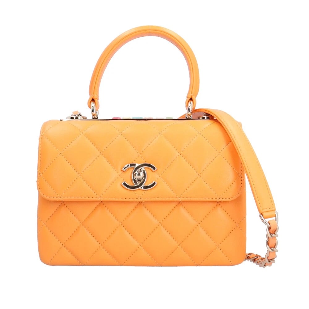 CHANEL SHOULDER BAG CROSS BODY LEATHER 2WAY CHAIN: CHANEL Shoulder Bag Cross Body leather 2way Chain Brand: CHANEL Type/Style: Shoulder Bag Material: Exterior Material leather Color: Exterior color Orange Size: W7.9 x H5.5 x D3.0inch Handle:8.7inch