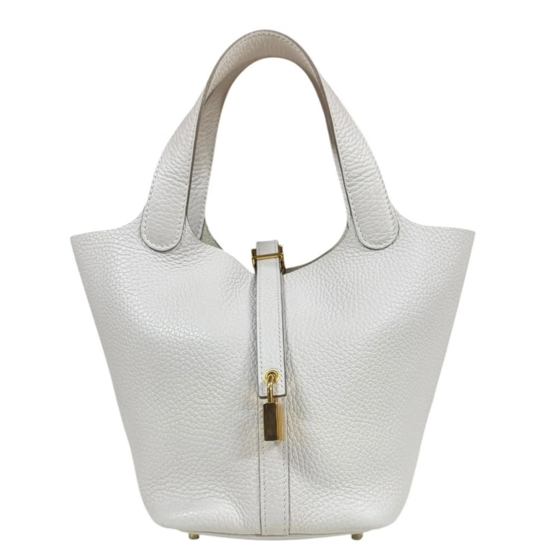HERMES HANDBAG TAURILLON CLEMENCE PICOTAN LOCK PM: HERMES Handbag Taurillon Clemence Picotan Lock PM Brand: HERMES Type/Style: Handbag Material: Exterior Material Taurillon Clemence Color: Exterior color white Size: W7.1 x H7.5 x D5.5inch Handle:11.0i