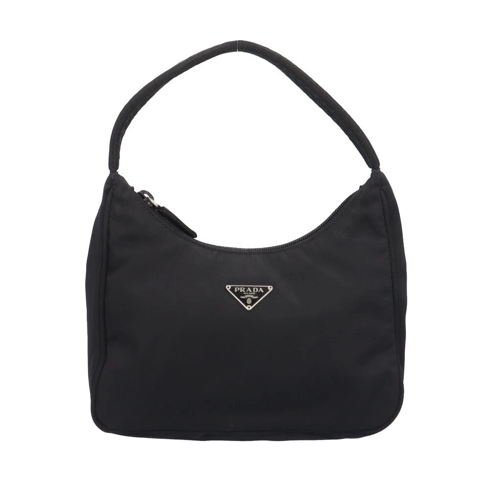 PRADA HANDBAG NYLON: PRADA Handbag Nylon Brand: PRADA Type/Style: Handbag Material: Exterior Material Nylon Color: Exterior color black Size: W7.9 x H7.1 x D2.4inch Handle:10.2inch Accessories: None Accessorie