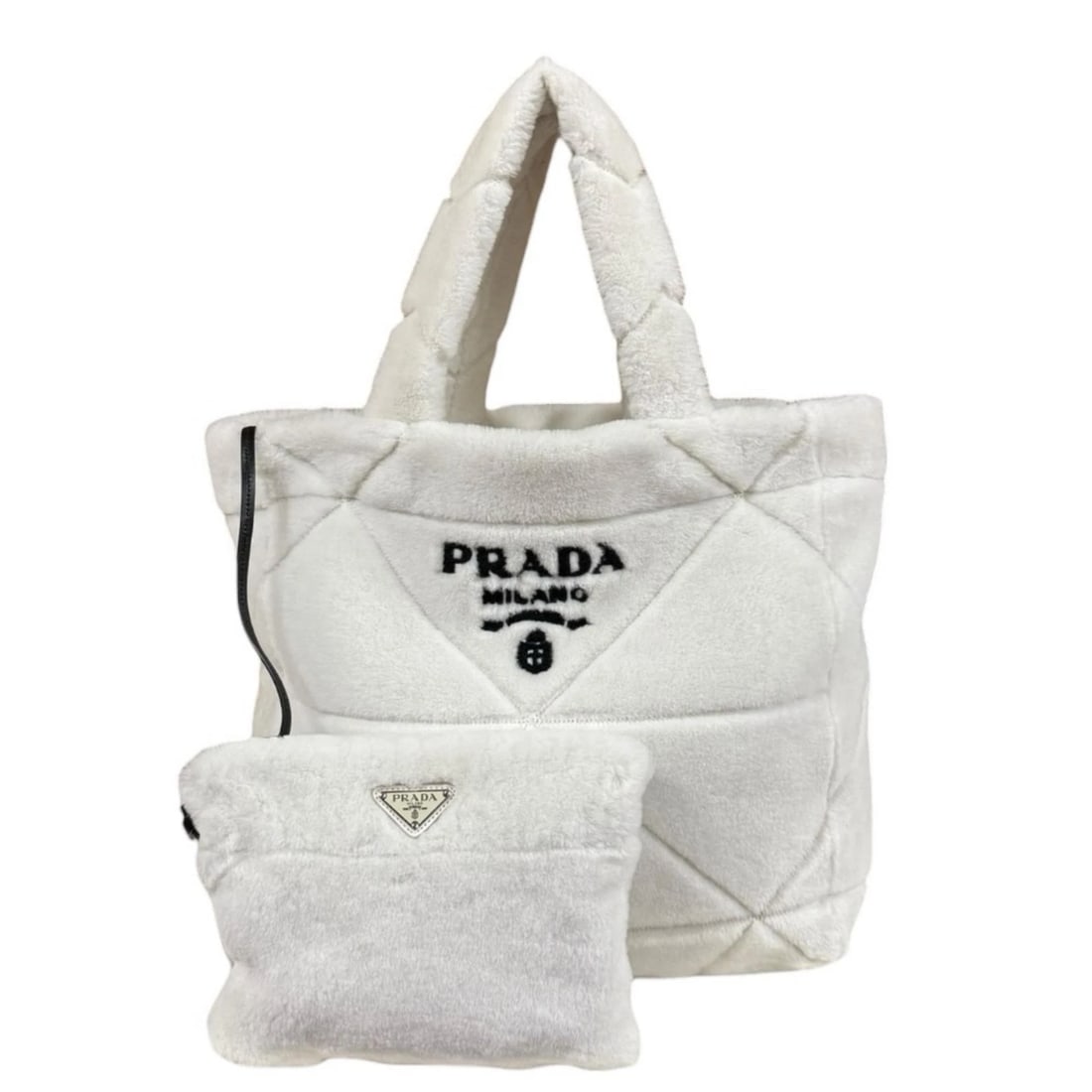 PRADA TOTE BAG MOUTON QUILTED SHEARLING TOTE BAG (1 of 4)