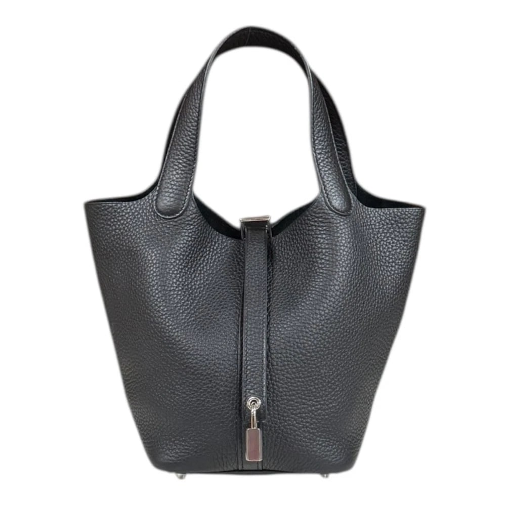 HERMES HANDBAG TOGO PICOTAN LOCK PM: HERMES Handbag Togo Picotan Lock PM Brand: HERMES Type/Style: Handbag Material: Exterior Material Togo Color: Exterior color black Size: W7.1 x H7.5 x D5.1inch Handle:11.4inch Accessories: None