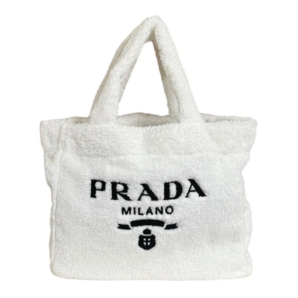 PRADA TOTE BAG PILE TERRY: PRADA Tote Bag pile terry Brand: PRADA Type/Style: Tote Bag Material: Exterior Material pile Color: Exterior color white Size: W15.7 x H13.8 x D6.3inch Handle:17.7inch Accessories: None Ac