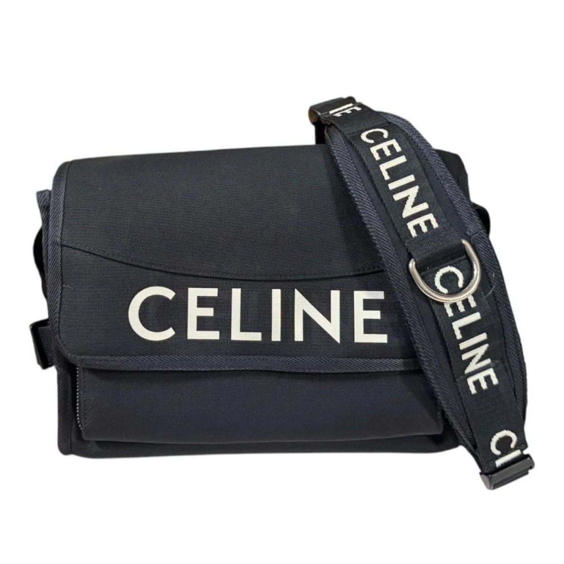 CELINE SHOULDER BAG NYLON SMALL MESSENGER BAG: CELINE Shoulder Bag Nylon Small Messenger Bag Brand: CELINE Type/Style: Shoulder Bag Material: Exterior Material Nylon Color: Exterior color black Size: W9.8 x H7.1 x D2.8inch Accessories: None