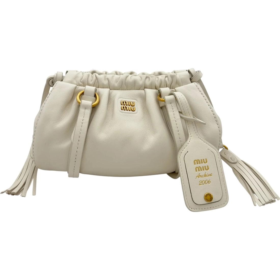 MIU MIU JOIE NAPPA LEATHER MINI BAG WHITE SHOULDER BAG (1 of 5)