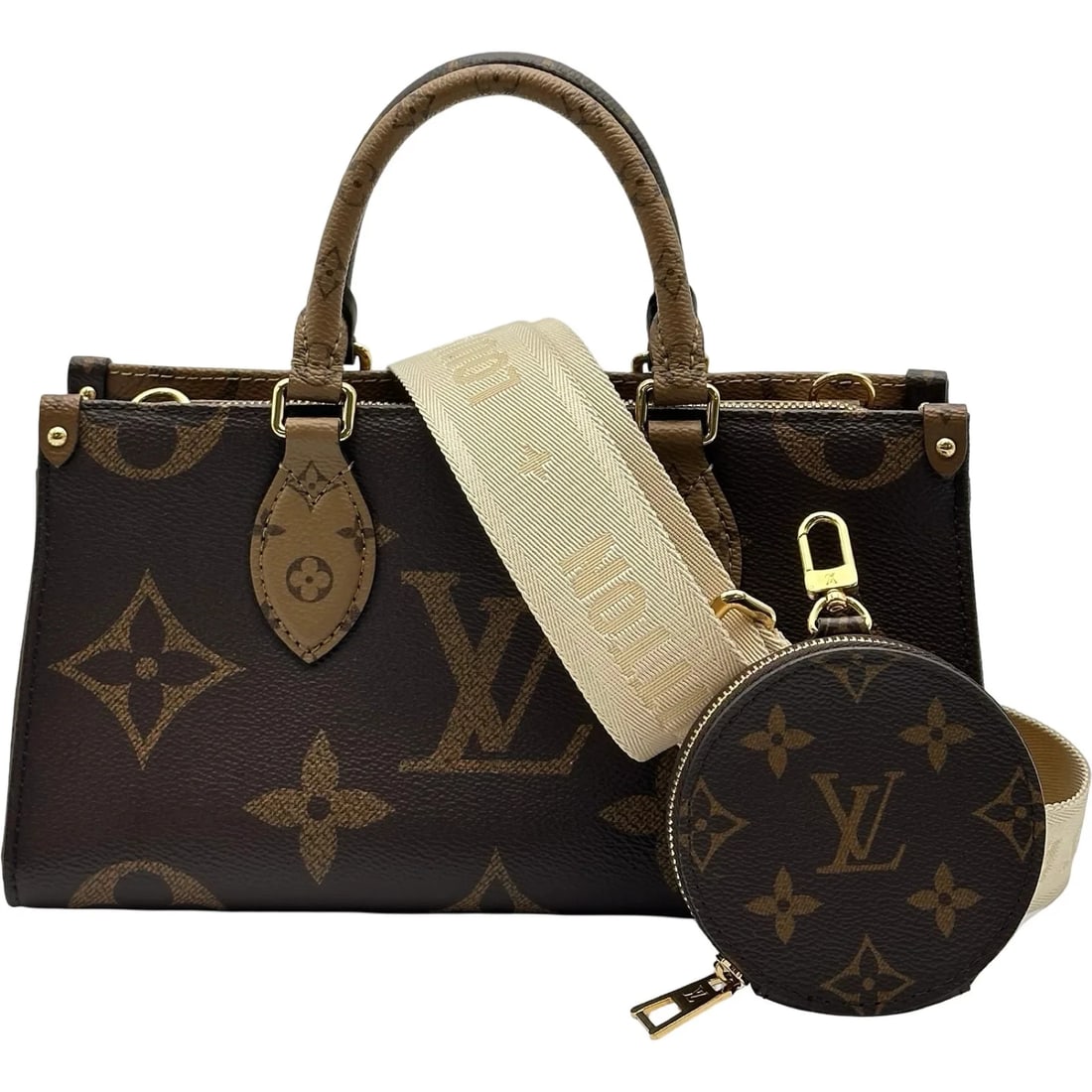 LOUIS VUITTON BROWN GIANT REVERSE SHOULDER BAG: LOUIS VUITTON Brown Giant Reverse Shoulder Bag Brand: LOUIS VUITTON Type/Style: Shoulder Bag Material: Giant Reverse Color: brown Size: W: 26.5cm / H: 13.5cm / D: 9cm Accessories: None Accessories