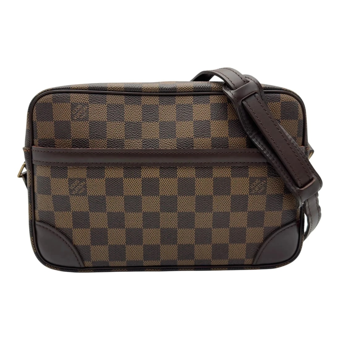 LOUIS VUITTON BROWN DAMIER/LEATHER SHOULDER BAG: LOUIS VUITTON Brown Damier/Leather Shoulder Bag Brand: LOUIS VUITTON Type/Style: Shoulder Bag Material: Damier/Leather Color: brown Size: W: 26.0cm / H: 18.0cm / D: 6.5cm Accessories: None