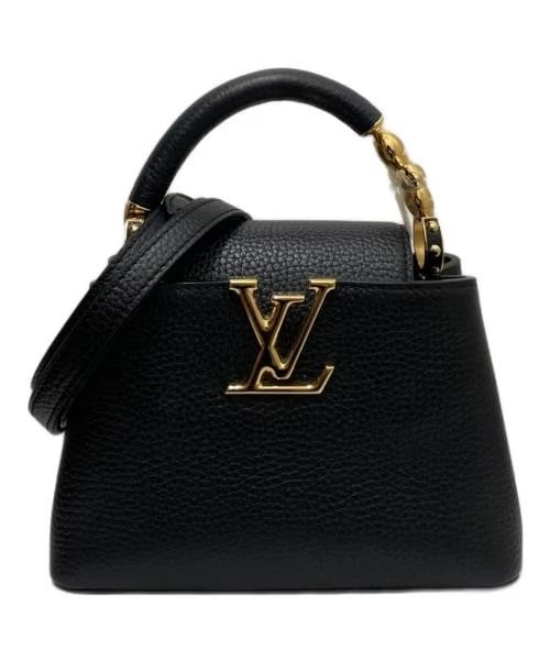 LOUIS VUITTON CAPUCINES MINI: LOUIS VUITTON Capucines MINI Brand: LOUIS VUITTON Type/Style: Handbag Material: Taurillon Leather Color: Black Size: H:13.0cm / W:20.0cm / D:8.0cm Accessories: None Accessories Notice: When