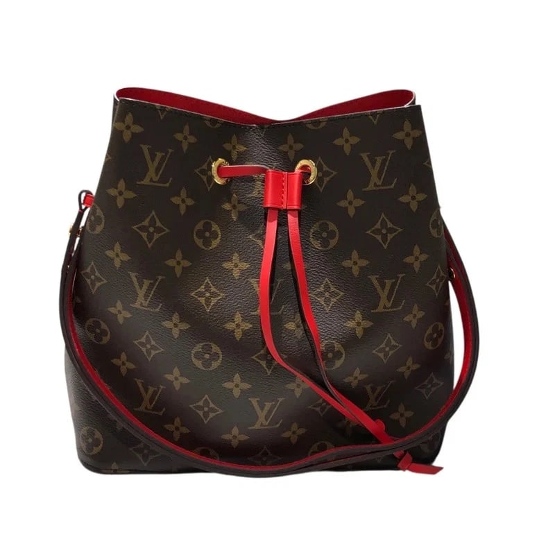 LOUIS VUITTON BROWN, RED MONOGRAM CANVAS SHOULDER BAG: LOUIS VUITTON Brown, Red Monogram Canvas Shoulder Bag Brand: LOUIS VUITTON Type/Style: Shoulder Bag Material: Monogram Canvas Color: Brown, Red Size: W: 26cm / H: 26cm / D: 17cm Accessories: None