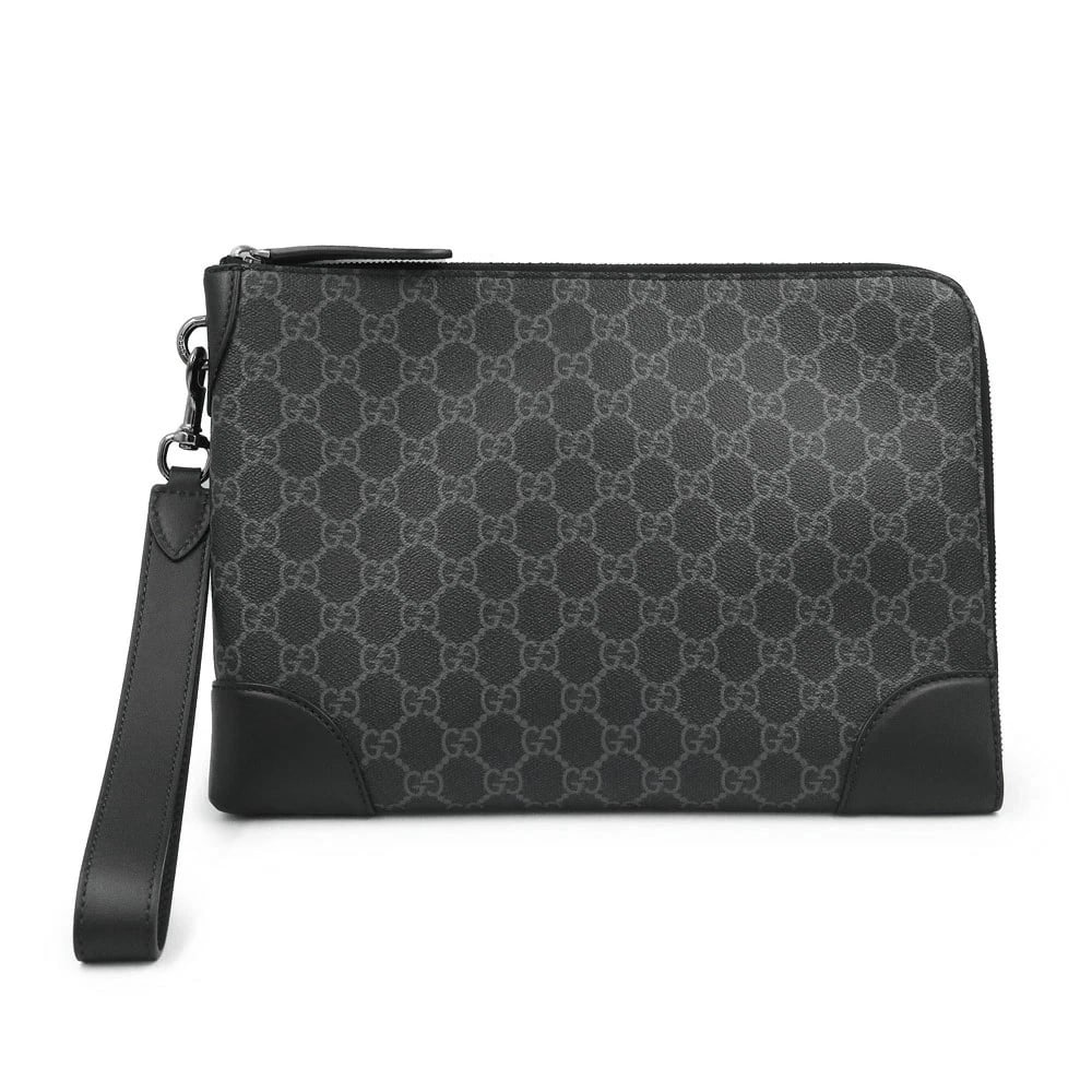 GUCCI GG EMBLEM CASE GG COATED FABRIC BLACK: GUCCI GG Emblem Case GG Coated Fabric Black Brand: GUCCI Type/Style: Handbag Material: Leather / Gg Pattern Coated Fabric Color: Black Size: W: 30cm x H: 21cm x D: 3cm Accessories: None Ac