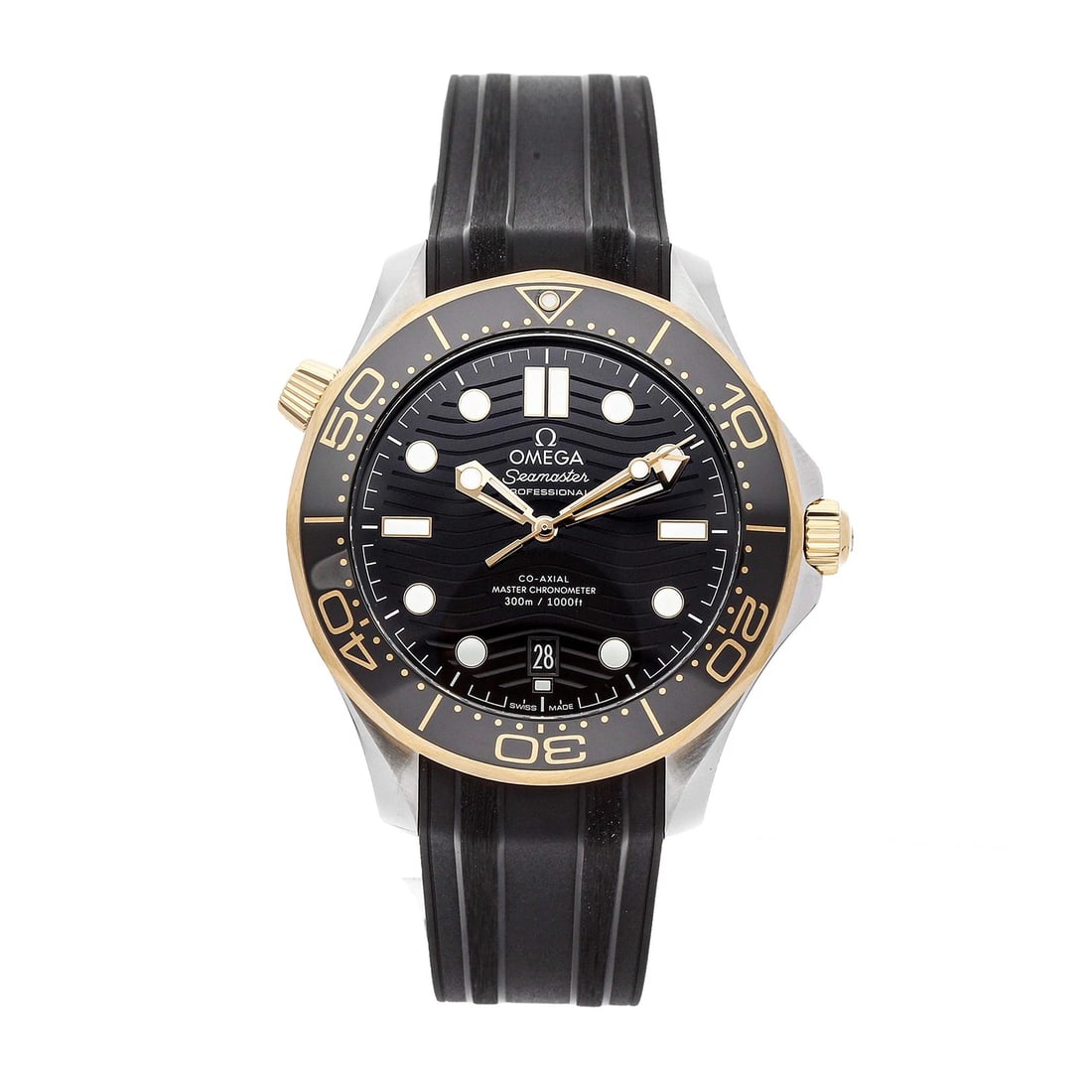 OMEGA SEAMASTER BLACK SS WATCH: Omega Seamaster Black Ss Watch Brand: Omega Type/Style: Wristwatch Material: Case Material 18k Yellow Gold and Stainless Steel Color: Dial Color Dial Color Black Band Color Black Size: 42 mm Acces
