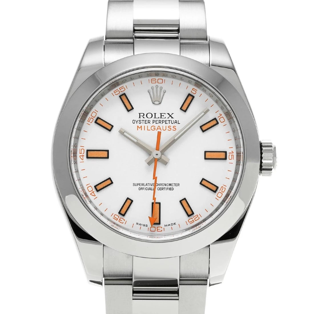ROLEX MILGAUSS WHITE WATCH: Rolex Milgauss White Watch Brand: ROLEX Type/Style: Wristwatch Material: Band Material Stainless Case Material Sapphire Crystal Color: Dial Color White Size: Wrist Size 19cm Case Size 40 x 40 mm