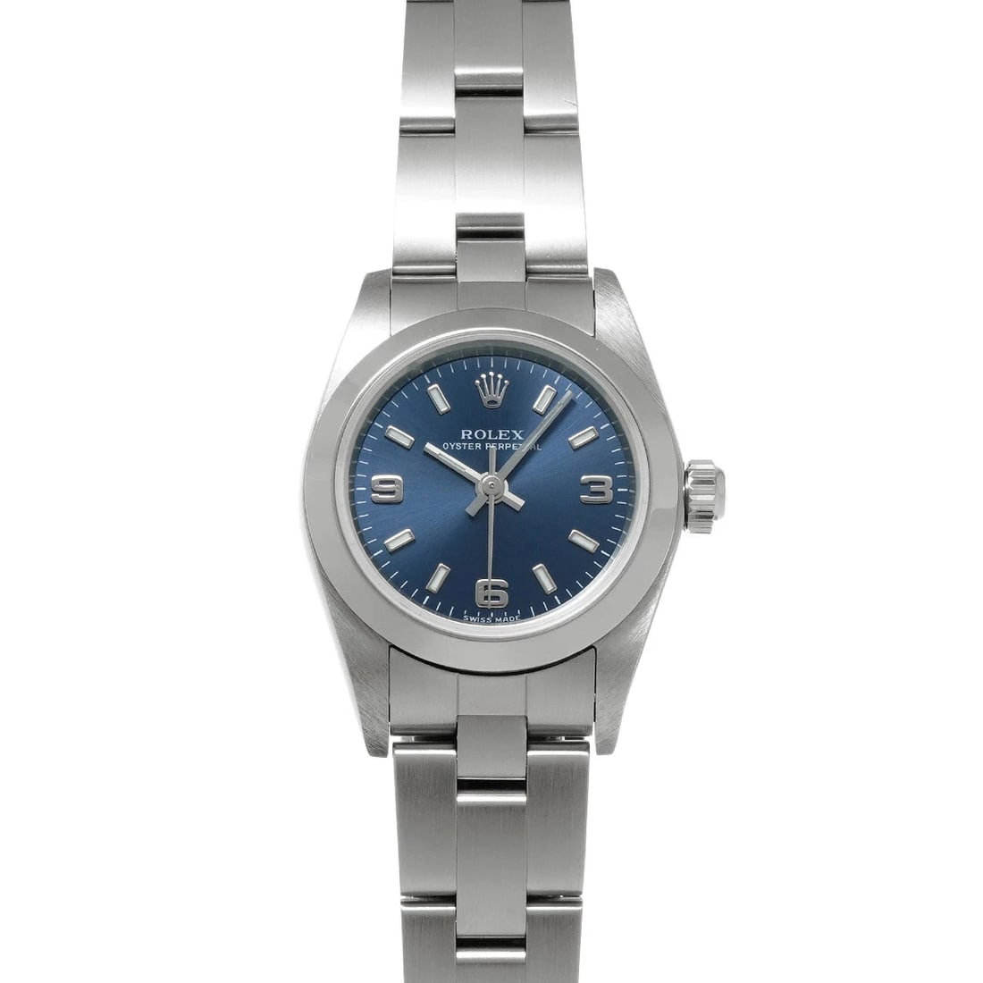 ROLEX OYSTER PERPETUAL BLUE WATCH: Rolex Oyster Perpetual Blue Watch Brand: ROLEX Type/Style: Wristwatch Material: Band Material Stainless Case Material Sapphire Crystal Color: Dial Color Blue Size: Wrist Size 17.5cm Case Size 24 x 24 