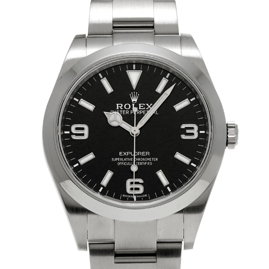 ROLEX EXPLORER BLACK WATCH: Rolex Explorer Black Watch Brand: ROLEX Type/Style: Wristwatch Material: Band Material Stainless Case Material Sapphire Crystal Color: Dial Color Black Size: Wrist Size 19cm Case Size 39 x 39 mm