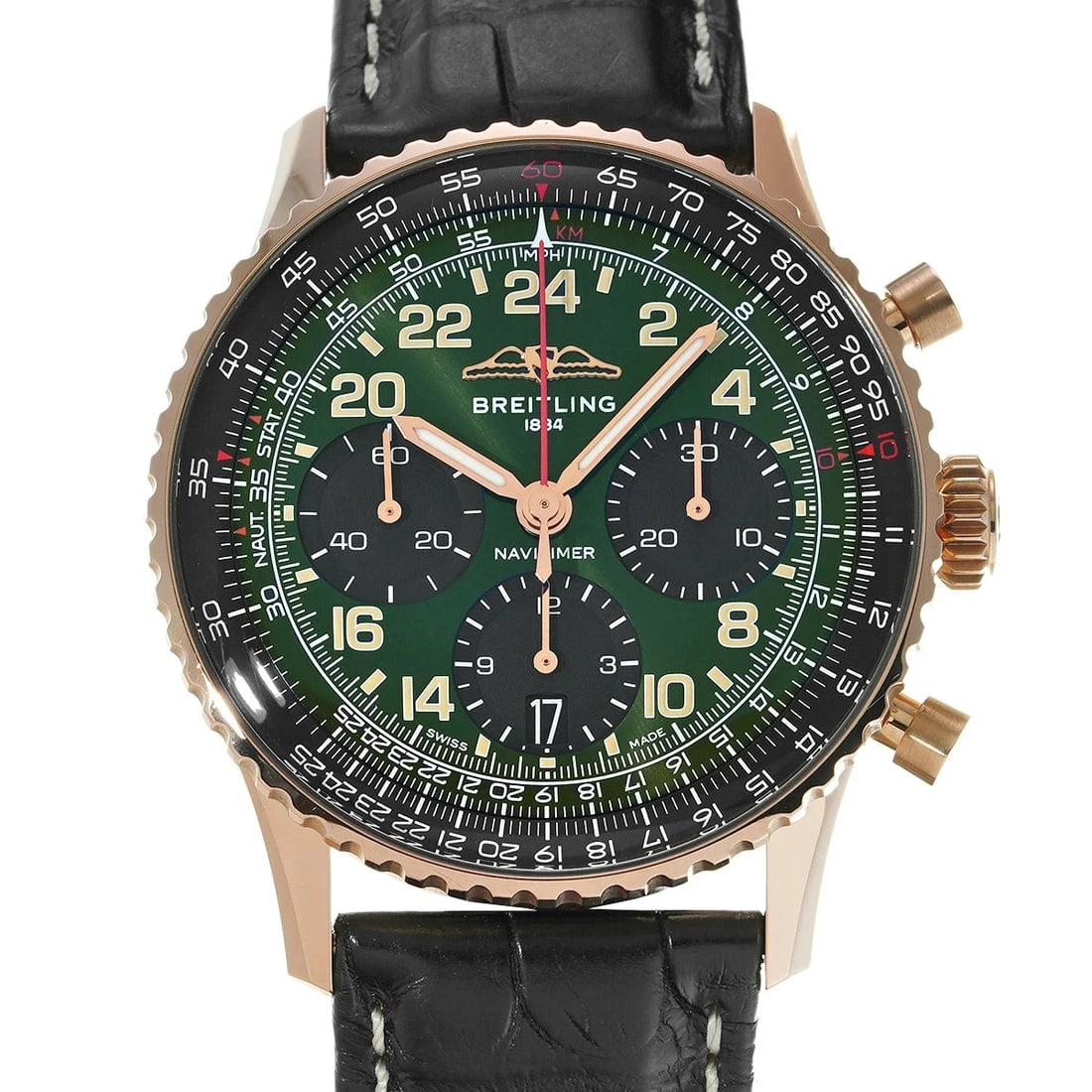 BREITLING WATCH GREEN WATCH: Breitling Watch Green Watch Brand: BREITLING Type/Style: Wristwatch Material: Band Material Red Gold Case Material Sapphire Crystal Color: Dial Color Green Size: Wrist Size 19.5cm Case Size 41 x 41