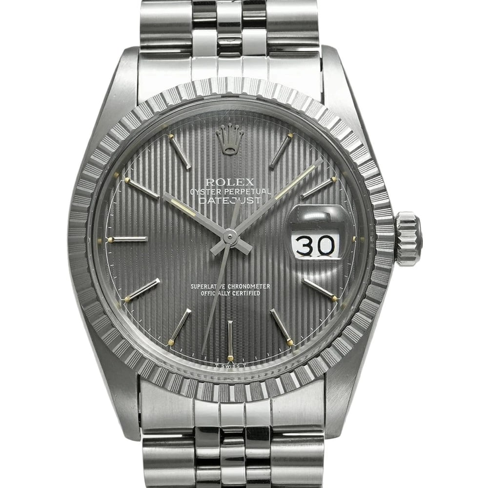 ROLEX DATEJUST GRAY WATCH: Rolex Datejust Gray Watch Brand: ROLEX Type/Style: Wristwatch Material: Case Material N/A Band Material Stainless Steel Color: Dial Color Gray Size: Case Size 36mm x 36mm Accessories: None