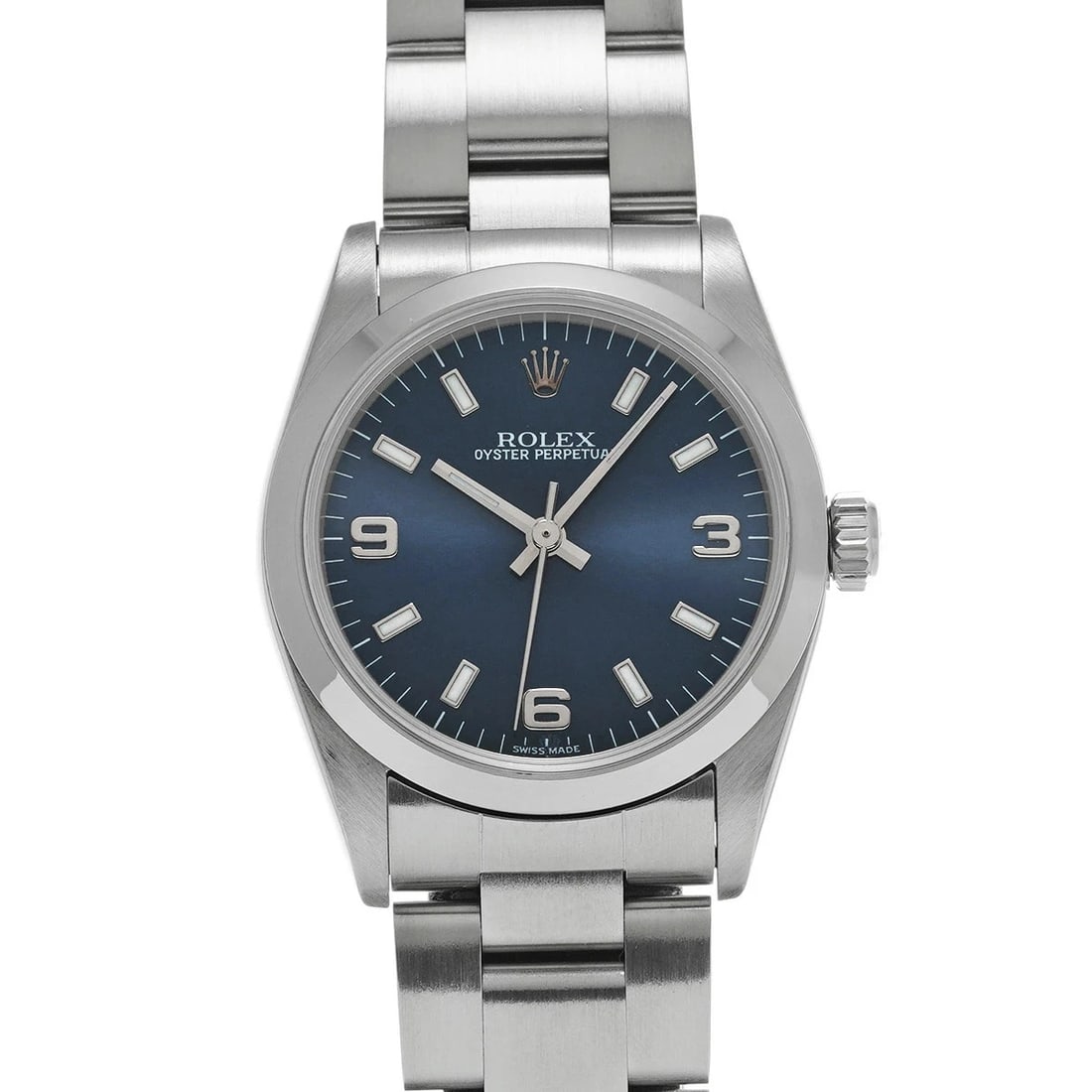 ROLEX OYSTER PERPETUAL BLUE WATCH: Rolex Oyster Perpetual Blue Watch Brand: ROLEX Type/Style: Wristwatch Material: Band Material Stainless Case Material Sapphire Crystal Color: Dial Color Blue Size: Wrist Size 18.5cm Case Size 31 x 31