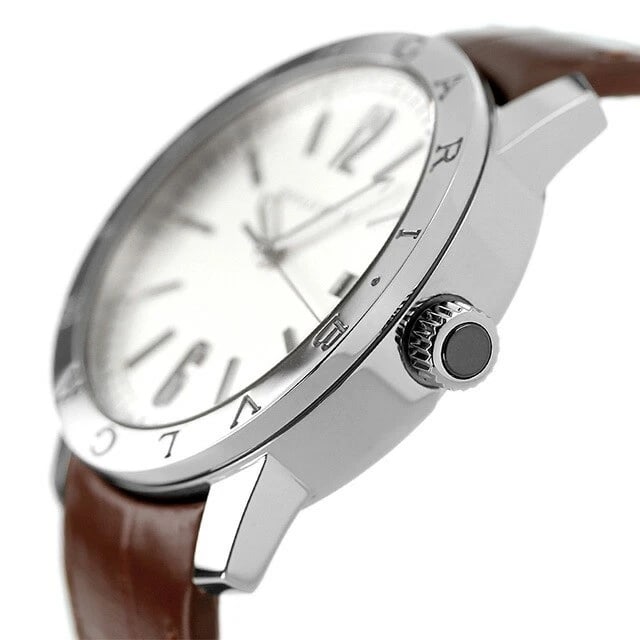 BVLGARI SILVER AUTOMATIC LEATHER WATCH - 2