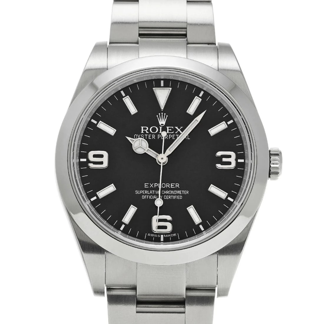 ROLEX EXPLORER BLACK WATCH: Rolex Explorer Black Watch Brand: ROLEX Type/Style: Wristwatch Material: Band Material Stainless Case Material Sapphire Crystal Color: Dial Color Black Size: Wrist Size 18cm Case Size 39 x 39 mm