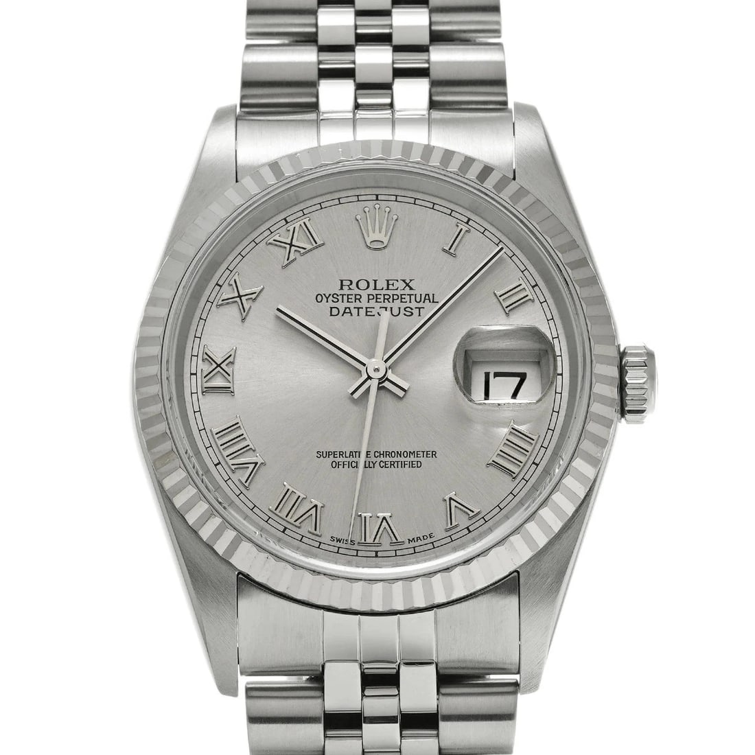 ROLEX DATEJUST SILVER WATCH: Rolex Datejust Silver Watch Brand: ROLEX Type/Style: Wristwatch Material: Band Material Stainless Case Material Sapphire Crystal Color: Dial Color Silver Size: Wrist Size 20cm Case Size 36 x 36 mm