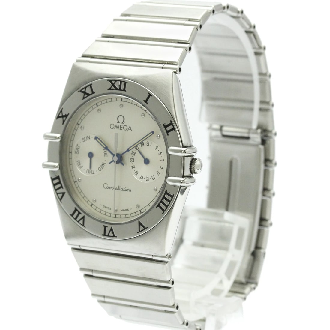 OMEGA CONSTELLATION DATE STEEL QUARTZ WATCH: Omega Constellation Date Steel Quartz Watch Brand: Omega Type/Style: Wristwatch Material: (Case) Stainless steel (Band) Stainless steel Color: Dial Color Silver Size: Case Diameter 33mm / 1.3inch