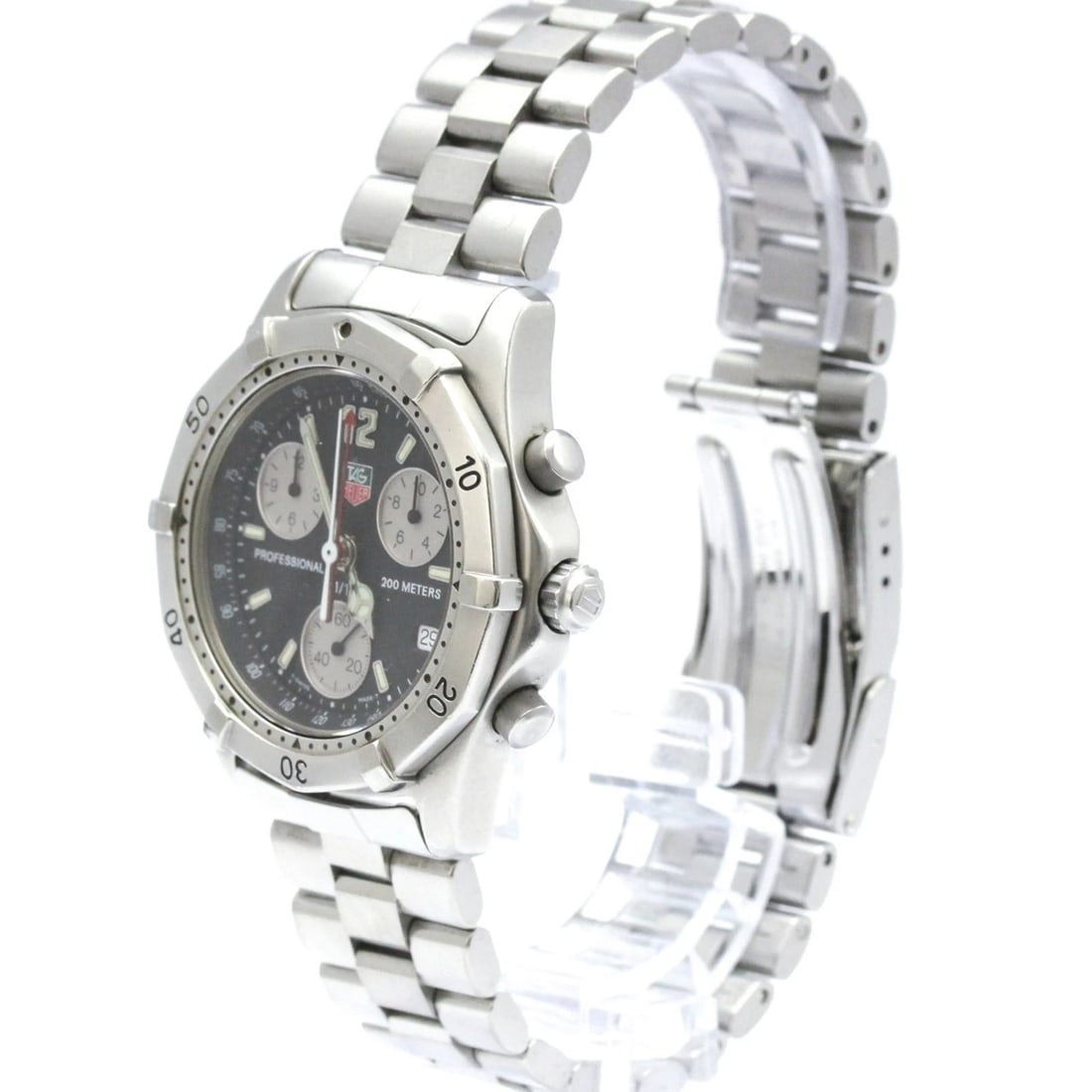 TAG HEUER CLASSIC PROFESSIONAL CHRONOGRAPH WATCH: Tag Heuer Classic Professional Chronograph Watch Brand: Tag Heuer Type/Style: Wristwatch Material: (Case) Stainless steel (Band) Stainless steel Color: Dial Color Black Size: Case Diameter 37mm / 1.46