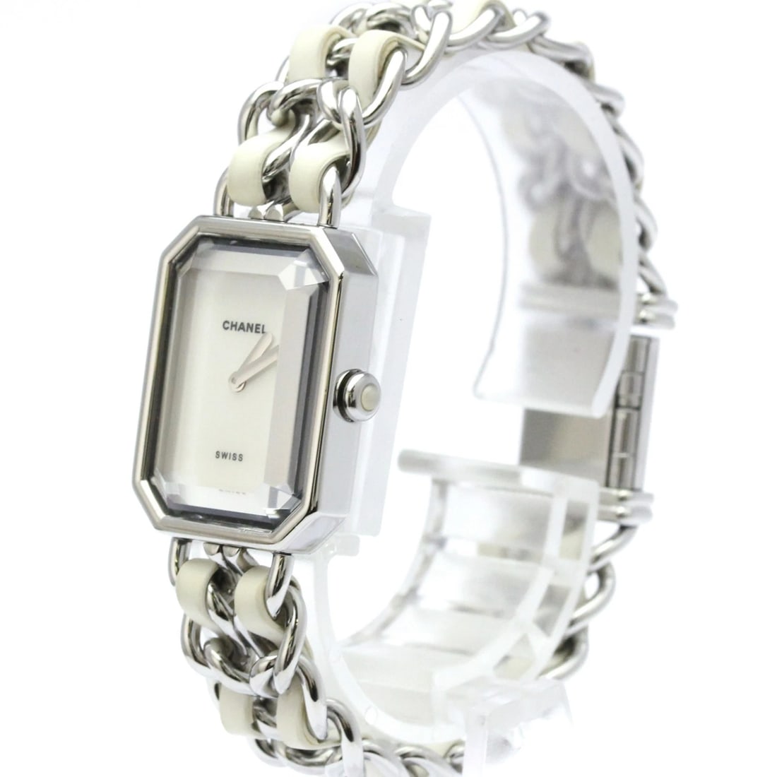 CHANEL PREMIERE STEEL QUARTZ WATCH: Chanel Premiere Steel Quartz Watch Brand: Chanel Type/Style: Wristwatch Material: (Case) Stainless steel (Band) Leather, Stainless steel Color: Dial Color White shell Size: Case Diameter 20mm / 0.79in