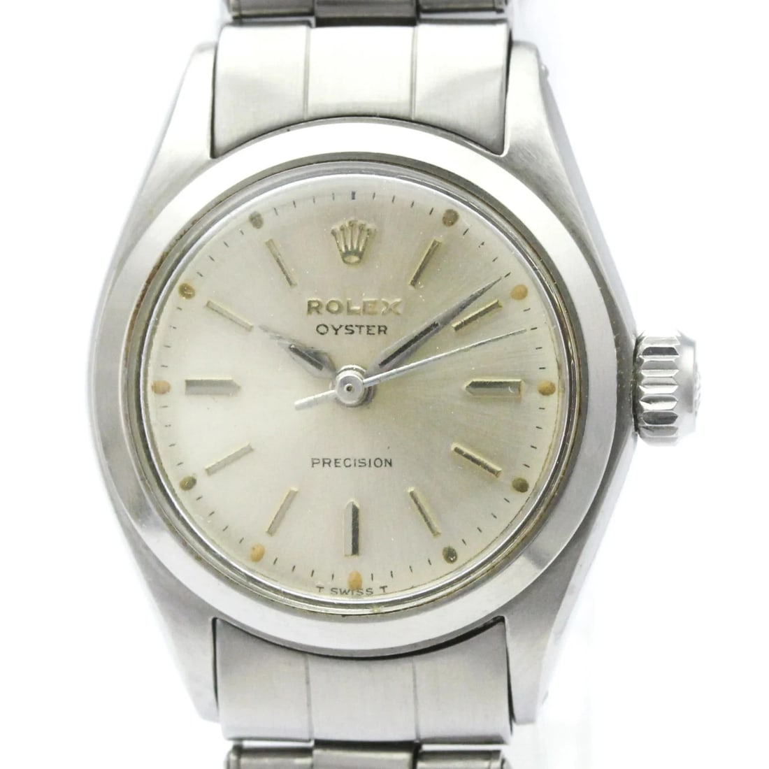 ROLEX OYSTER PRECISION STEEL HAND-WINDING WATCH: Rolex Oyster Precision Steel Hand-Winding Watch Brand: Rolex Type/Style: Wristwatch Material: (Case) Stainless steel (Band) Stainless steel Color: Dial Color Silver Size: Case Diameter 25mm / 0.98inch