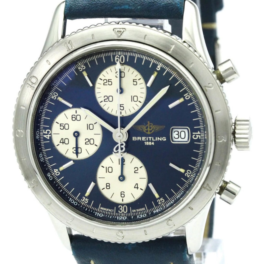 BREITLING NAVITIMER AVIASTAR STEEL AUTOMATIC WATCH: Breitling Navitimer Aviastar Steel Automatic Watch Brand: Breitling Type/Style: Wristwatch Material: (Case)Stainless steel (Band)Leather Color: Dial Color Blue Size: Case Diameter 40mm / 1.57inch