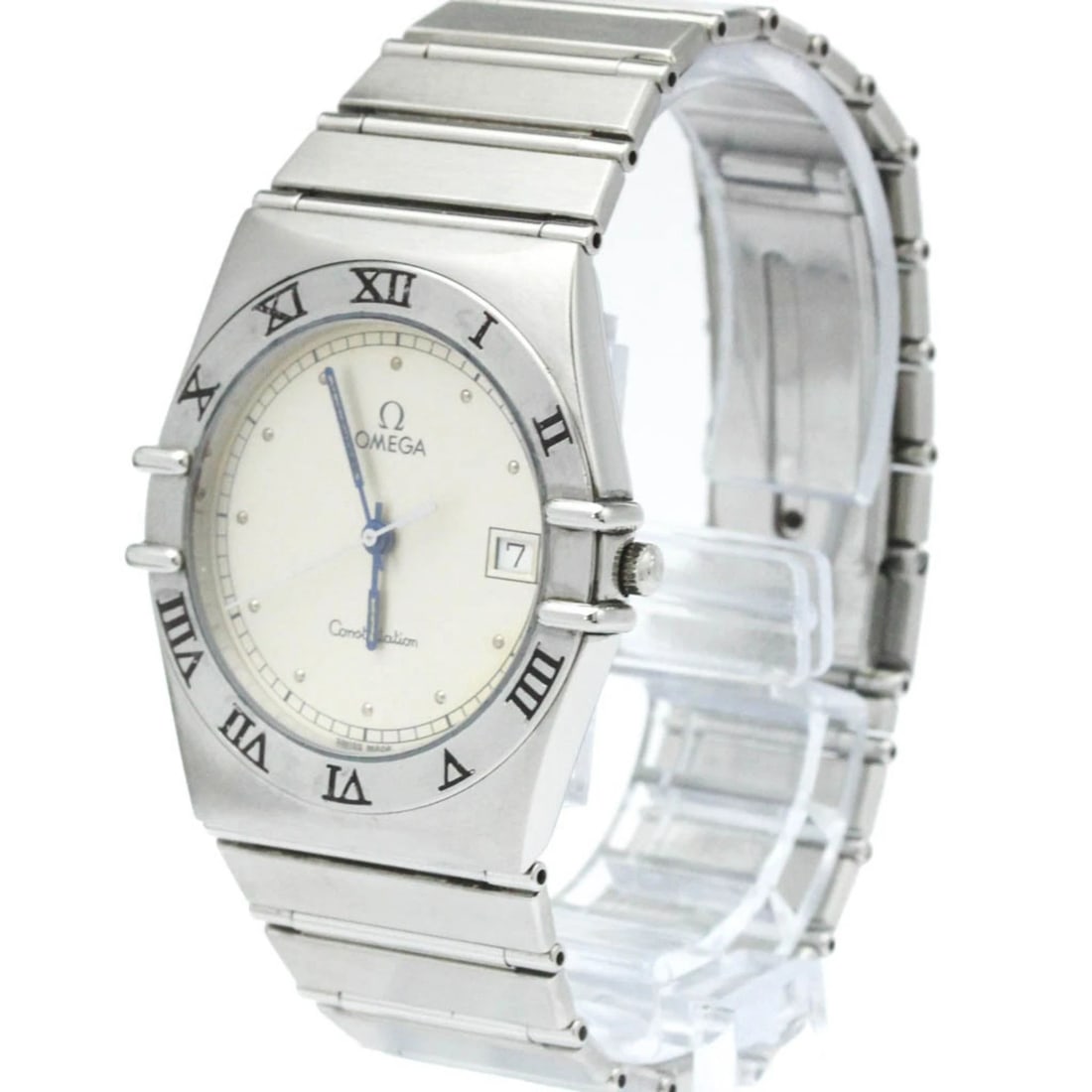 OMEGA CONSTELLATION STAINLESS STEEL QUARTZ WATCH: Omega Constellation Stainless Steel Quartz Watch Brand: Omega Type/Style: Wristwatch Material: (Case) Stainless steel (Band) Stainless steel Color: Dial Color Silver Size: Case Diameter 33mm /