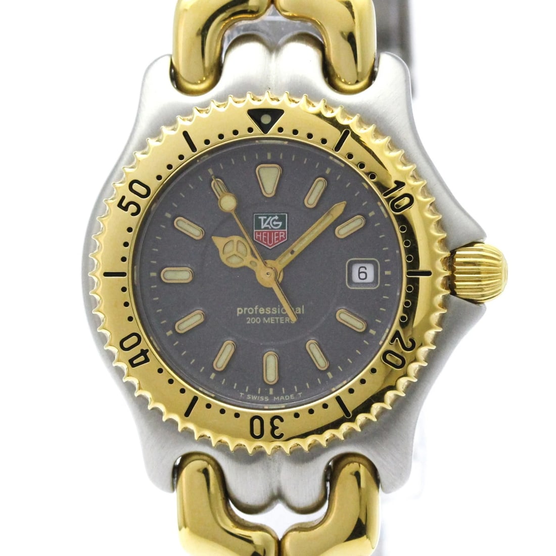 TAG HEUER SEL GOLD PLATED STEEL WATCH: Tag Heuer Sel Gold Plated Steel Watch Brand: Tag Heuer Type/Style: Wristwatch Material: (Case) Gold plated, Stainless steel (Band) Gold plated, Stainless steel Color: Dial Color Gray Size: Case