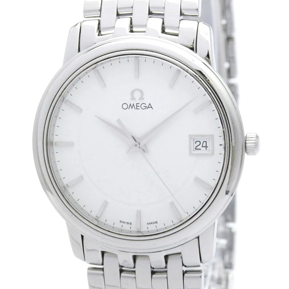 OMEGA DE VILLE PRESTIGE STEEL QUARTZ WATCH: Omega De Ville Prestige Steel Quartz Watch Brand: Omega Type/Style: Wristwatch Material: (Case) Stainless steel (Band) Stainless steel Color: Dial Color White Size: Case Diameter 34mm / 1.34inch A