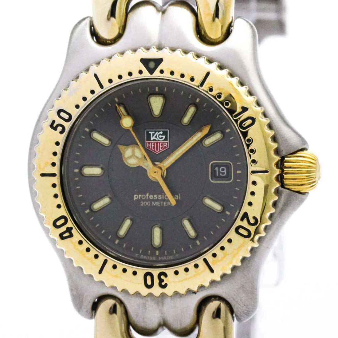 TAG HEUER SEL GOLD PLATED STEEL WATCH: Tag Heuer Sel Gold Plated Steel Watch Brand: Tag Heuer Type/Style: Wristwatch Material: (Case) Gold plated, Stainless steel (Band) Gold plated, Stainless steel Color: Dial Color Gray Size: Case Diamet