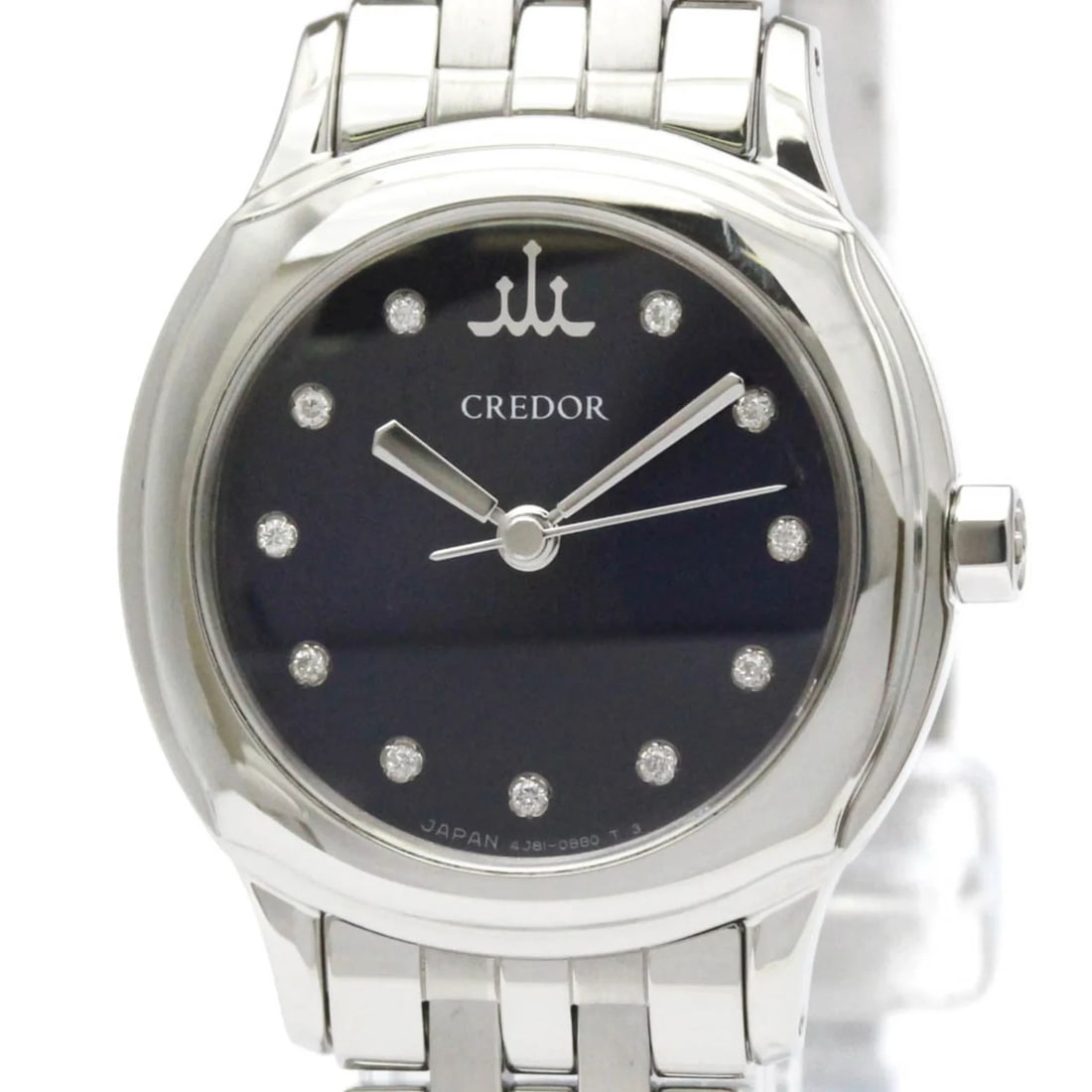SEIKO CREDOR DIAMOND STAINLESS STEEL QUARTZ WATCH: Seiko Credor Diamond Stainless Steel Quartz Watch Brand: Seiko Type/Style: Wristwatch Material: (Case) Stainless steel (Band) Stainless steel Color: Dial Color Navy Size: Case Diameter 24mm / 0.94inch