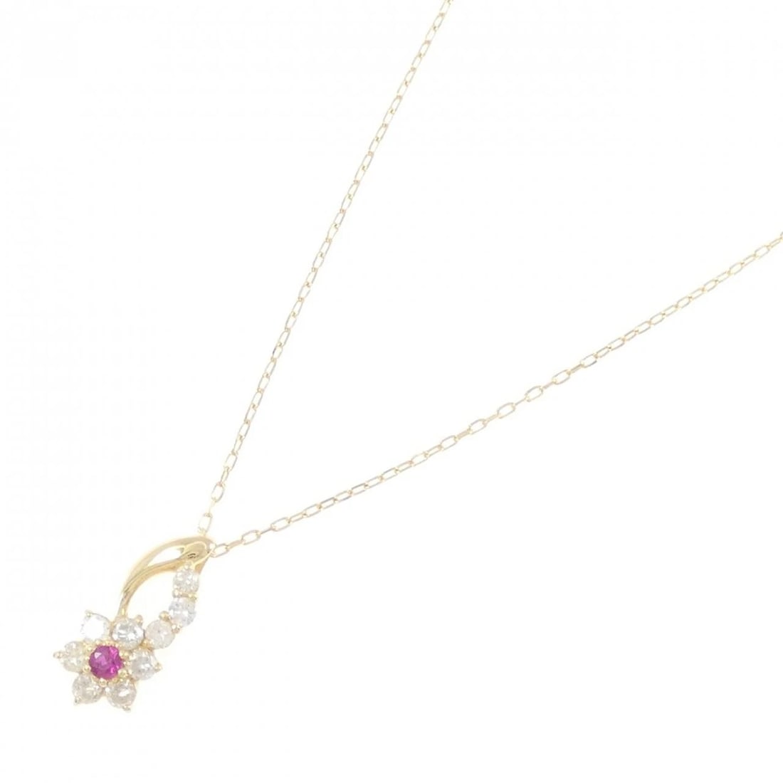 K18YG FLOWER RUBY NECKLACE - 2