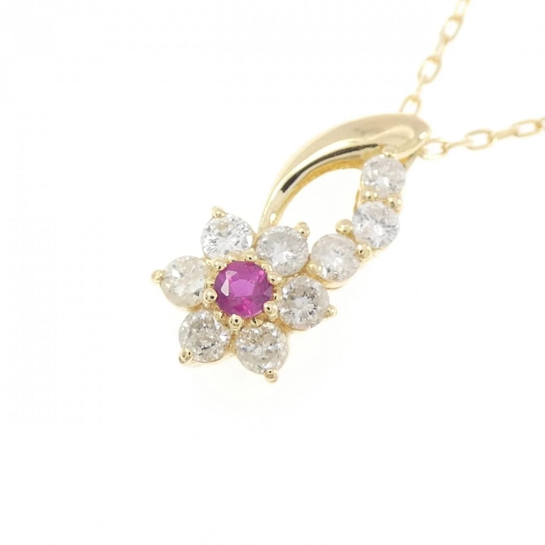 K18YG FLOWER RUBY NECKLACE - 3