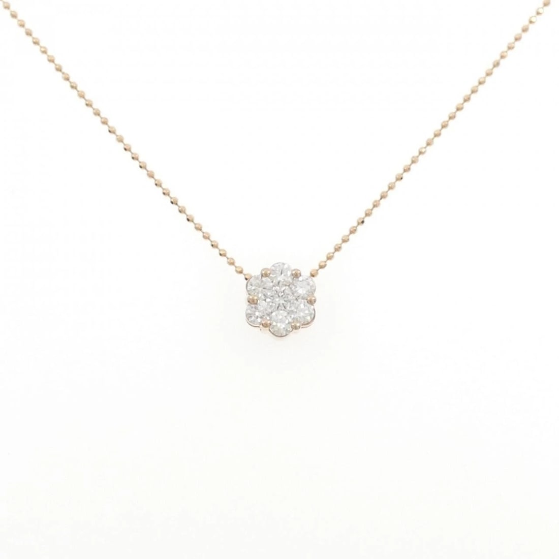 K18PG FLOWER DIAMOND NECKLACE: K18PG Flower Diamond Necklace Brand: Unbranded Type/Style: Diamond Necklace Material: K18PG, Color: PG Size: Size Length 46cm Accessories: None Accessories Notice: When purchasing pre-owned goods,